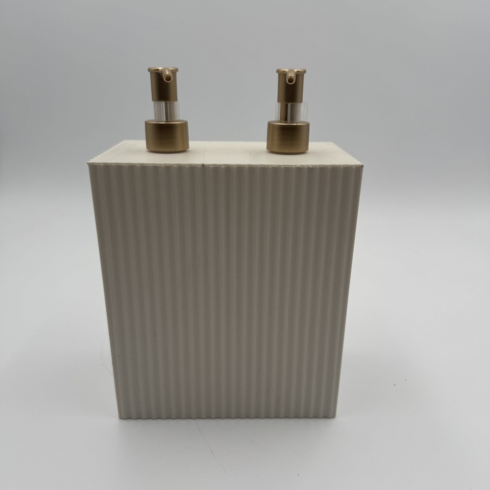 Horizon Group 2-in-1 Double Pump Bottle Cream Ribbed Soap Lotion Dispenser NEW